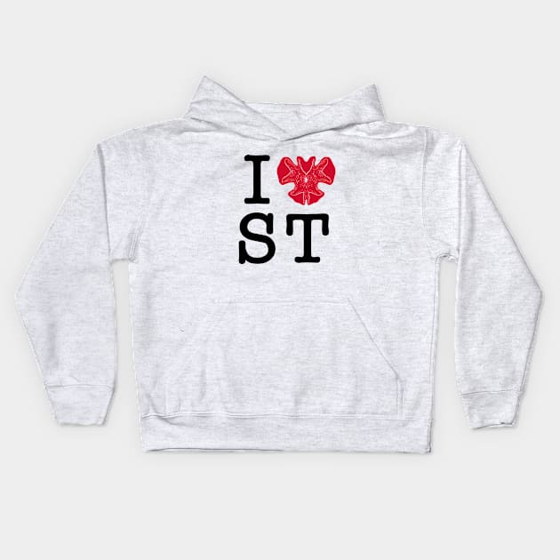 I LOVE STRANGER THINGS Kids Hoodie by ALFBOCREATIVE